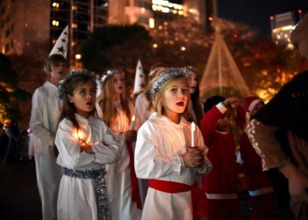 Young children celebrating Santa Lucia Day. 