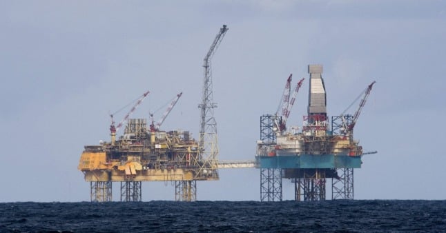 Pictured are oil rigs in the North Sea. 