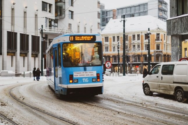 Pictured is a tram in Oslo. 