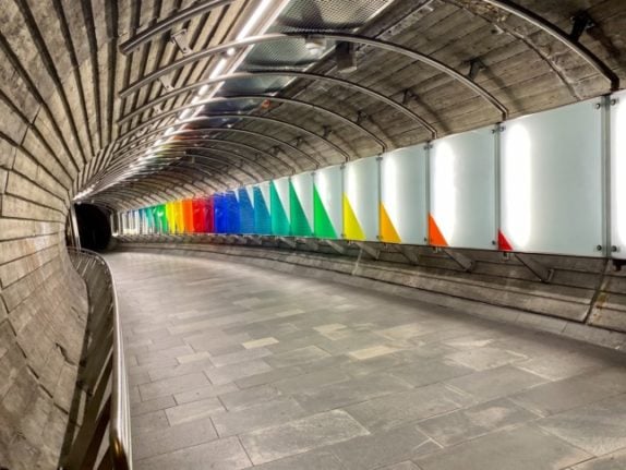 Pictured is the entrance to one of Oslo's metro stations. 